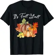 [X.Style] It's Fall Y'all Toddler Women Kids Autumn Pumpkin Leaves ds1180 T-Shirt (2XL) Black