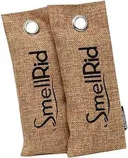 SMELLRID Reusable Activated Charcoal Shoe Odor Eliminator Pouch [2 Pack] - Large 75g (3" x 7”) Pouch Treats 45 Sq. Ft. - Premium Natural Air Freshener for Shoes, Sneakers, Boots, Gym Bags, Drawers