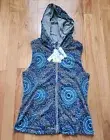 Satva Sarana Reversible Sleeveless Jacket Zip Up Hoodie Size L Paisley / Gray