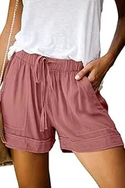 [JOCAFIYE] Womens Casual Elastic Pants Breathable Mid Waist Shorts for Women