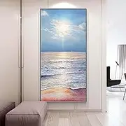 Hand-Painted Oil Paintings for 100% - Slarge Sunrise Scenery Sofa Background Wall Painting,Large Size Artwork Picture Decoration, for Living Room End of Stairway Hallway,As Shown,80 X 160 Cm(32" X63