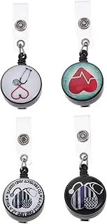OHPHCALL 4Pcs Retractable Badge Holder Clips for Id Cards for Nurses Doctors Students and Events Convenient Clip and Extend Design
