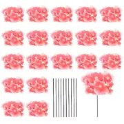 20 Sets Artificial Hydrangea Flower Heads with Stems for Bouquet,Light Red