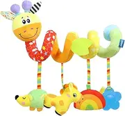 Plush Activity Toy - Stuffed Giraffe Baby Stroller Toys with Squeaker | Interactive Game for Sensory Exploration and Engagement