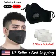 Reusable Face Mask Cotton - 2 PM2.5 Filters - Adjustable - USA Seller