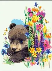 "Bear" Printed Needlepoint Tapestry Canvas 10525