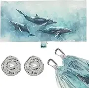 Whales Light Blue Watercolor Style Hammocks for Camping with Portabl Carry Bag Indoor Hammock for Outside Camping Essentials