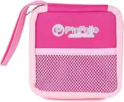 [PinFolio] Mini Show Pin Display Bag, Lightweight & Compact Mini Sports Pin Book with Carry Strap for Easy Trading Up to 48 1-Inch Enamel Pins, Pink & Light Pink, Pouch