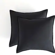 Twin Pack CleverPolly Vintage Washed Microfibre Standard Pillowcase 65 x 65cm - Black
