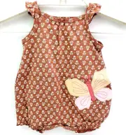 Carters Baby Girl Size 3 Months Brown Butterfly Cotton Jumpsuit