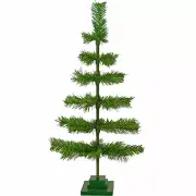 36'' Alpine Green Christmas Tree Tinsel Feather Style Holiday Tree 3FT Table-Top