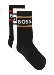 Boss Striped Logo-intarsia Stretch-cotton Socks - set of Three - Multicoloured - One Size ONE SIZE