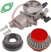 2 Stroke Carb Carburetor With Pod Air Filter Manifold Inlet Pipe FIT For 43cc 47cc 49cc Air Cooled ATV Dirt Pocket Bike(AF0110-Red)