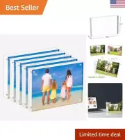 Acrylic Picture Frame 5x7,Clear Freestanding Double Sided 20mm Thickness Fram...