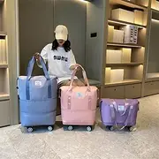 Large Capacity Travel Bag, Rolling Duffle with Spinner Wheels, Waterproof Weekender Tote, Dry Wet Separation, Laptop Compartment, for Business, Gym, Camp