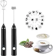 Milk Frother Premium Electric & Whisk - 3-Speed Rechargeable Handheld Mixer for Coffee, Latte, Cappuccino, Matcha & More - Includes Egg Beater & USB Cable (Black, White, Silver)