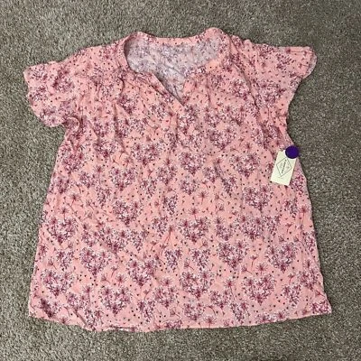 St. John’s Bay Women’s Pink Lightweight Blouse in Peach Bud Plus Size 1X NWT
