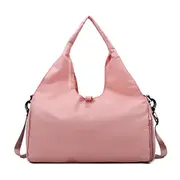 Gym Tote Bag with Shoe Compartment for Women Travel Duffel Bag Yoga Mat Holder - Pink