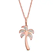 0.05 CT. T.W. Natural Diamond Laser-Cut Palm Tree Pendant in 10K Rose Gold