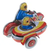 Vintage on Motorcycle with Sidecar Clockwork Tin