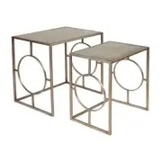 Cafe Lighting & Living Melrose Nesting Side Tables, 2 Piece (Gold) - 51cm x 41cm