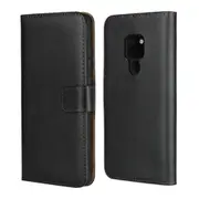 Leather Horizontal Flip Holster for Huawei Mate 20 , with Magnetic Clasp and Bracket and Card Slot and Wallet(Black)