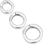 3 Sizes 925 Sterling Silver Spring Clasp 3pcs Round Spring Clasp Spring Gate Rings Metal Round Snap Clasp Spring Clasp Connector for Jewelry Making Ne