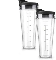 Blender Replacement Parts， Compatible for Ninja SS101, 24 Oz.Slim Single-Serve Cups Kit with to-Go Lids, Fits SS100, SS101, SS300, SS400(2PCS 24OZCup and Lid)