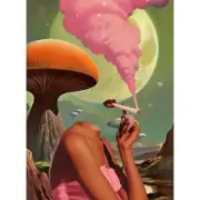 Retro Trippy Faceless Woman Pink Smoke 30x40 CM Poster