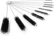 AUMA Bottle Brush and Straw Cleaner Brush Set, 10 Variable Sizes Nylon Straw Cleaning Brush for Cleaning Baby Bottles,Straws, Narrow Neck Bottles, Wine Decanter and Cup Cover (Black)