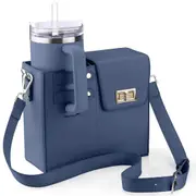 GGP Blue Portable Beverage Bottle Cup Holder Bag - Trendy Crossbody Design For Daily Commute(No Water Cup)