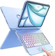 FUWANG Keyboard Case for iPad Air 11 inch (M3 2025 / M2 2024) & iPad Air 5th 4th Generation 10.9 inch, 180 Flip 7-Colors Backlight Keyboard Case with Multi-Touch Trackpad for iPad Air 11 inch, Blue