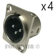 4 Pack Lot XLR 3-Pin Male Panel Mount Chassis Microphone Jack Audio Connector