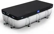 Holiwei 9x18 Ft Rectangular Pool Cover with Reflective Strips for Above Ground Pool, 420D Swimming Pool Cover for Rectangular or Oval Frame Pools, Solar Cover with Drawstring and Ground Nails