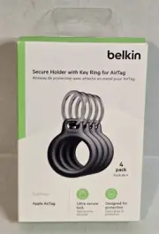 Belkin 4 Pack Secure Holder with Key Ring for Apple AirTag NIB