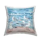 Sandpipers Blue Beach Waves Outdoor Printed Pillow, 18 x 18