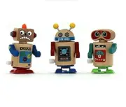 Wooden Wind-Up Clockwork Walking Robot Toys Gift