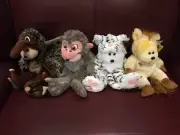 beanie kids Skansen Prickles Echidna, Cheeky Monkey, Snowy Tiger, Snowy Horse