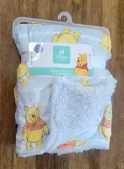 NWT! Disney Baby Winnie The Pooh Baby Blanket Plush Soft & Cuddly-Blue 30"x40"