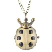 Bronze Ladybug Pattern Quartz Pocket Watch with Necklace Chain Watches Kid Gifts