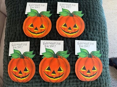 HALLOWEEN PUMPKIN GREETING CARD AMBASSADOR DIE-CUT Vintage Pack Of 5