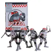 BST AXN Teenage Mutant Ninja Turtles Black and White Battle Damaged Action Figure 4 Pack