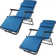 MABOZOO 2 Pack Outdoor Chaise Lounge Cushion with Adjustable Head Pillow,Waterproof & UV-Proof High Back Patio Chair Cushions,Patio Bench Cushion for Indoor Outdoor（Navy）