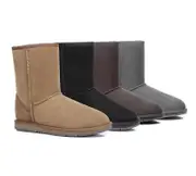 AUSTRALIAN SHEPHERD® UGG Boots Double Face Sheepskin Wool Short Classic - Grey / AU Ladies 12 / AU Men 10 / EU 43