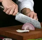 Santoku Knife 67 Layers Damascus Steel Full Tang Wood Handle Chef Slicing Beef L