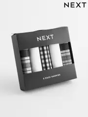 White/Black Check Geo Floral 100% Cotton Handkerchiefs 5 Pack (D95321) | $25