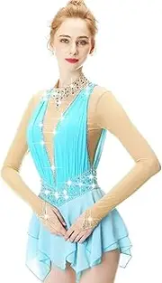 [Zagitova] Figure Skating Dress for Women Comfortable Girls with Shiny Rhinestone Patchwork Competition Dance Outfits
