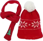 Yardwe 1 Set Mini Knit Hat and Scarf Christmas DIY Craft Accessories for Snowman and Wine Bottle Decor Festive Snowflake Design for Holiday Crafts and Decorations