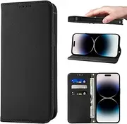 LANJLM Wallet Case for iPhone 14 Pro Phone Cases Premium Leather PU Flip Cover Magnetic Shockproof Closure Book Design with Kickstand Feature & Card Slots iPhone 14 Pro(6.1") Case - Black