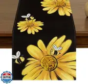 Summer Bee Sunflower Black Table Runner 13 x 72 Inch Seasonal Spring Home Ind